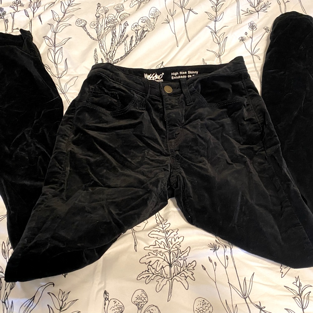 Mossimo Black Velvet High Rise Skinny Jeans